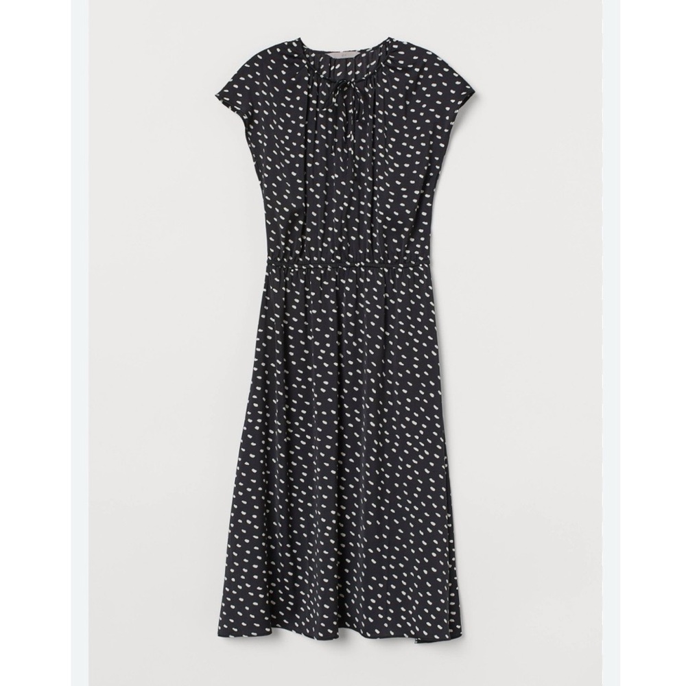 H&M Black with White Abstract Spot Print Dress Size XS